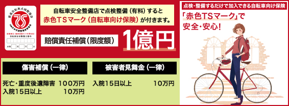 平成26年10月1日、赤色TSマーク付帯保険が変わりました